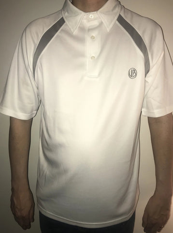 Gents Clyde White Polo with Grey Trim - SMALL ONLY